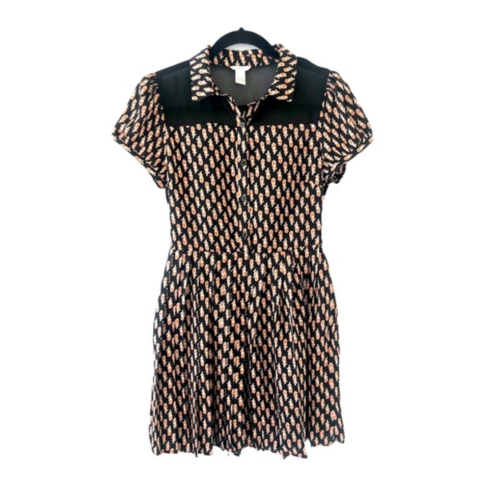 🔴I Love H81 Floral Print Pleated Skirt Sheer Back Mini Dress